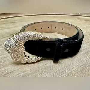 Wcm | Accessories | Wcm Black Suede Belt With Rhinestones  display picture 1
